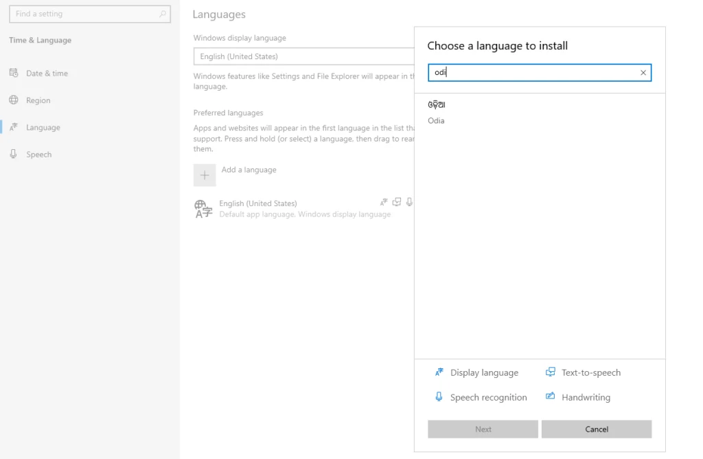How can I type Odia in windows 10